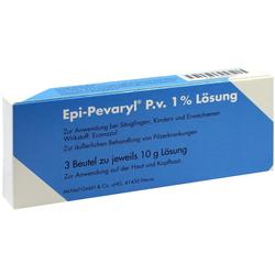 Blaue Verpackung von Epi-Pevaryl, einem Medikament zur Behandlung von Pilzerkrankungen.