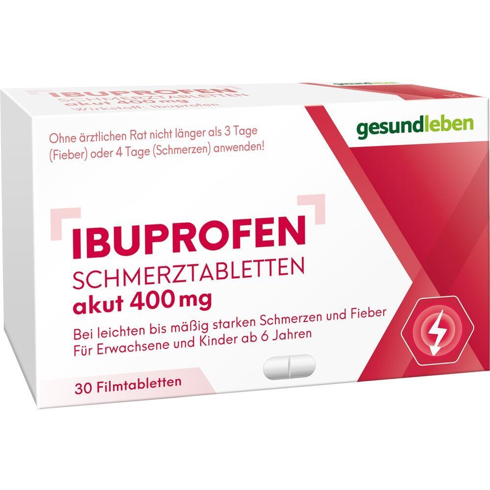 Eine Packung Ibuprofen 400 mg Schmerztabletten für Erwachsene und Kinder ab 6 Jahren.