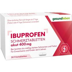 Eine Packung Ibuprofen 400 mg Schmerztabletten für Erwachsene und Kinder ab 6 Jahren.